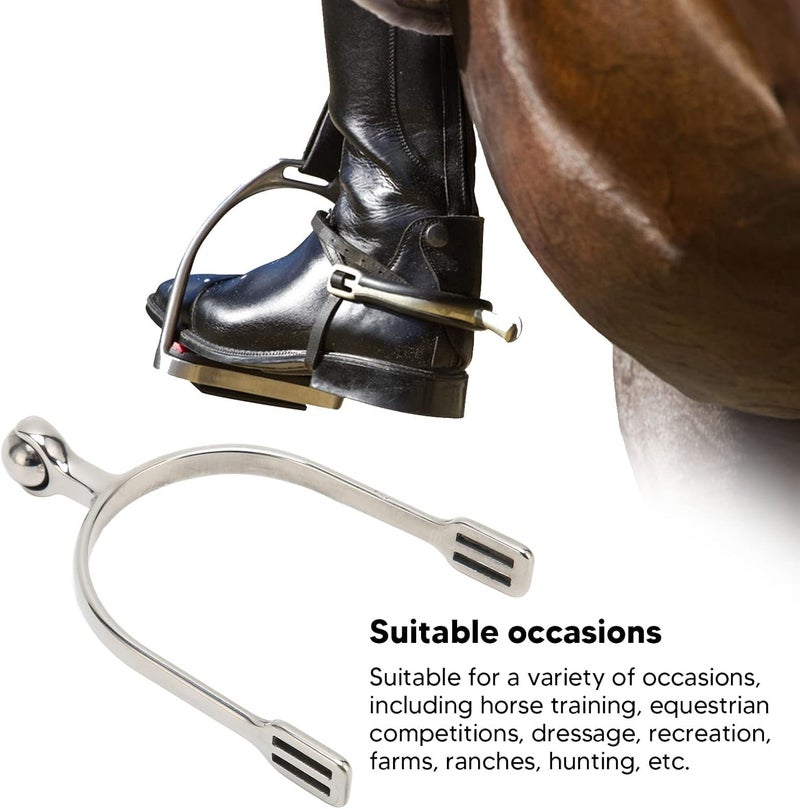 Focket 2 PCS Horse Spurs, Stainless Steel Spurs with Smooth Roller Ball, English Spur for Boots, Western Cowboy Spurs Equestrian Gear, Retro Spurs Saddlery Equipment - Image 4